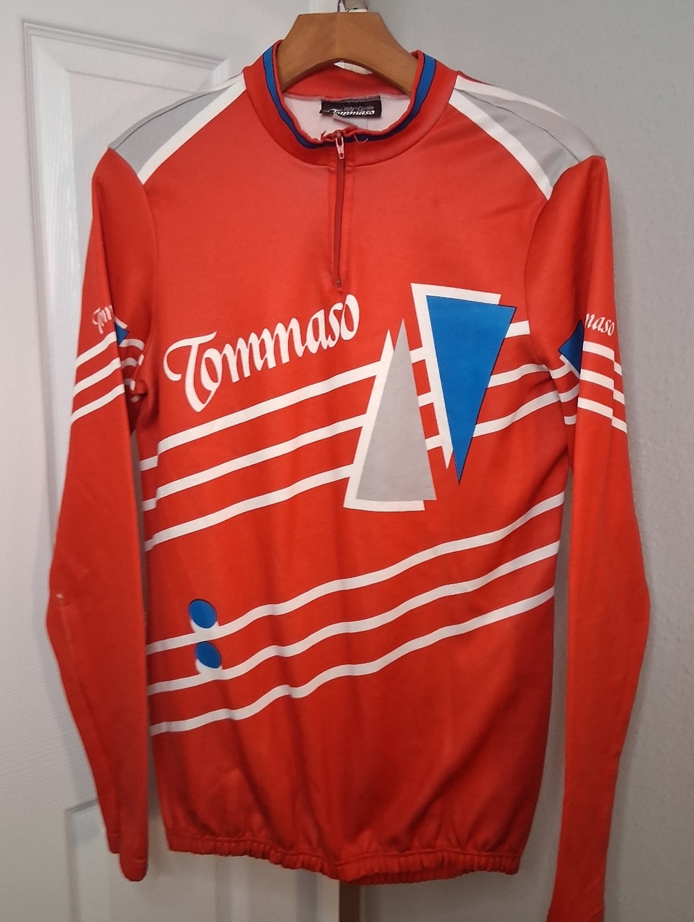 Vintage 80s Italian Bicyclist Top Medium Tammaso Geometric Print